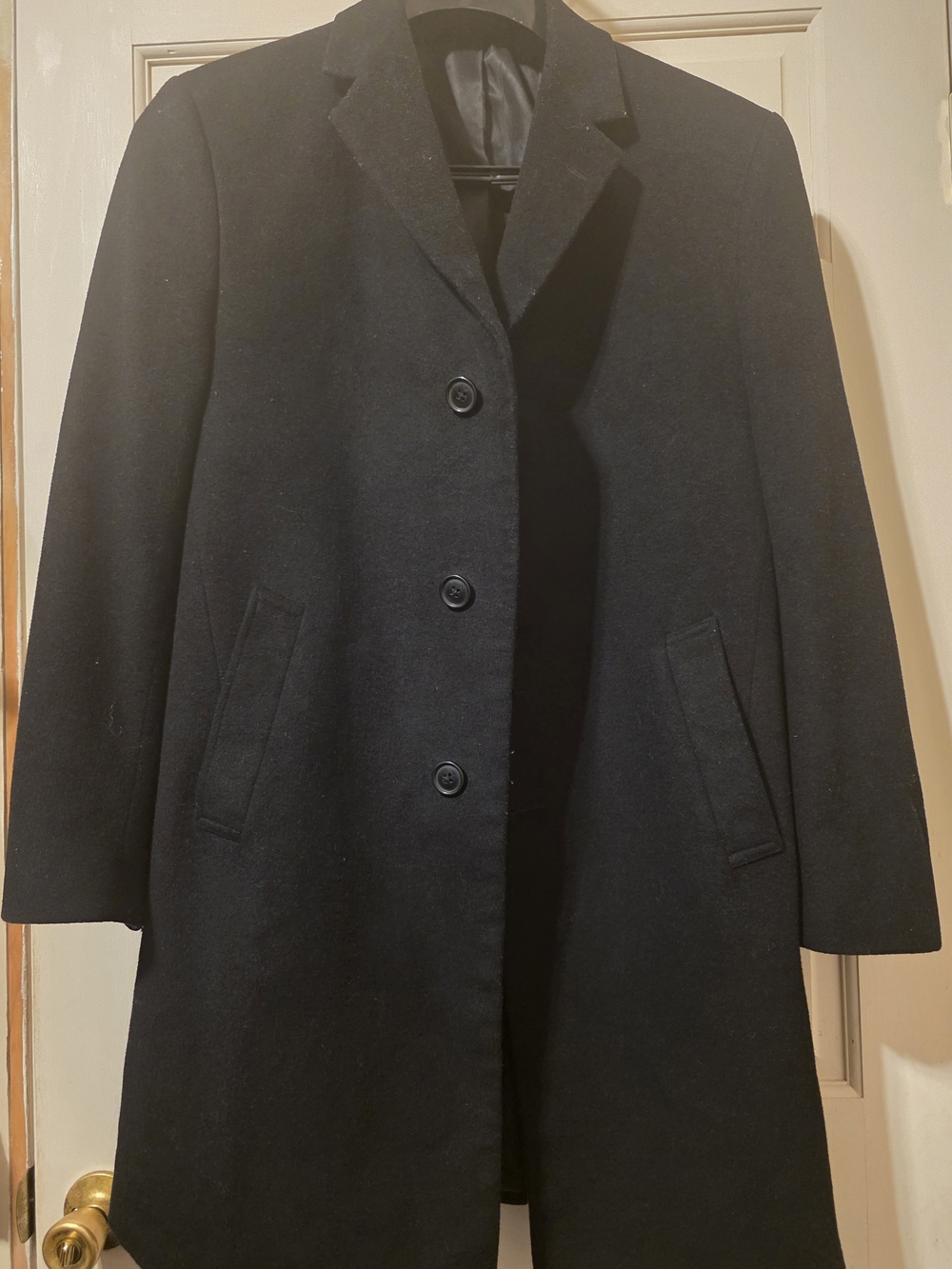Kenneth Cole Reaction Black Men's Wool Pea Coat - Single-Breasted